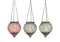 Windlicht zum hängen Glas/Metall Kette 30cm aus Glas Grau/pink/gruen (B/H/T) 15x19x15cm