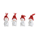 Schneemann mit roter Strickmütze aus Poly, Weiß, 4-fach sortiert, (B/H/T) 6x11x6cm