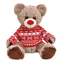 Bär aus Plüsch Braun, roter Strickpullover (B/H/T) 22x24x20cm