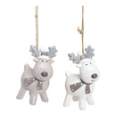 Hänger Elch aus Keramik Grau, weiß 2-fach, (B/H/T) 4x7x3cm