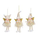 Hänger Engel aus Textil Weiß, gold 3-fach, (B/H/T) 10x24x4cm