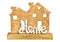 Aufsteller Haus mit Metall Schriftzug, Home,  aus Mangoholz Natur, weiß (B/H/T) 24x21x7cm