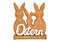 Aufsteller Hase mit Schriftzug Ostern aus Mangoholz natur, weiß (B/H/T) 21x22x5cm