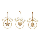 Weihnachtshänger Herz Tannenbaum Stern aus Metall, 3-fach, Gold (B/H/T) 11x11x1cm