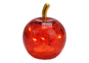 Apfel mit 5er LED aus Glas rot (B/H/T) 7x9x7cm mit Timer, Batteriebetrieb CR2032 nicht enthalten