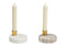 Kerzenhalter aus Marmor, Metall beige, weiß 2-fach, (B/H/T) 9x5x9cm