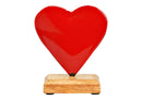 Aufsteller Herz auf Mangoholz Sockel aus Metall rot (B/H/T) 10x12x5cm