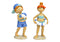 Mädchen, Junge mit Schwimmring und Wasserball aus Poly blau 2-fach, (B/H/T) 6x14x4cm