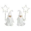 Nikolaus mit 4er LED Stern aus Metall aus Poly weiß 2-fach, (B/H/T) 7x17x5cm, 2x LR44 nicht enthalten