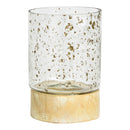 Windlicht auf Mangoholzsockel aus Glas transparent (B/H/T) 8x13x8cm