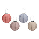 Solar Lampion LED rund aus Papier/Pappe/Stoff/Metall/Kusntstoff 4-fach, Orange/Beige/Blau/Braun (B/H/T) 25x25x25cm