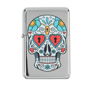 Benzin-Feuerzeug, Coloured Skull, 6-fach sortiert,