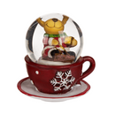 Schneekugel, Weihnachtsfigur, auf Sockel,