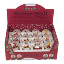 Schneekugel, Weihnachtsfigur, auf rotem & grünem