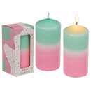 Stumpenkerze mit Farbverlauf, rosa/mint