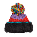 Kinder-Kuschel-Mütze mit Bommel, Rainbow Colours,