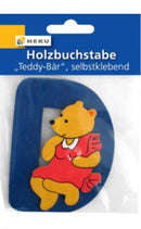 Holzbuchstabe "Teddy-Bär", selbstklebend, D