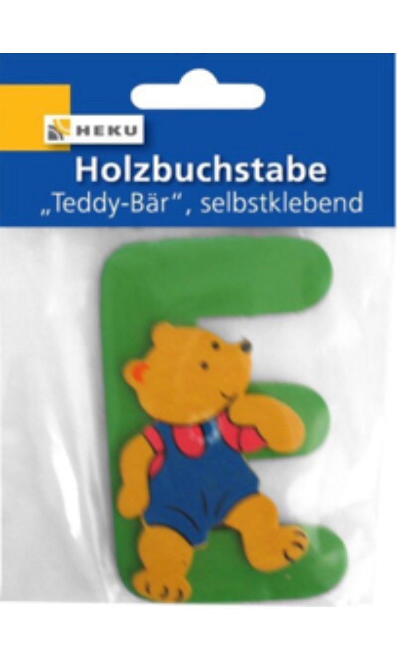 Holzbuchstabe "Teddy-Bär", selbstklebend, E