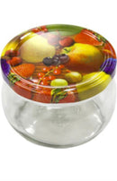 Marmeladenglas mit Deckel, 258ml, Obstdekor