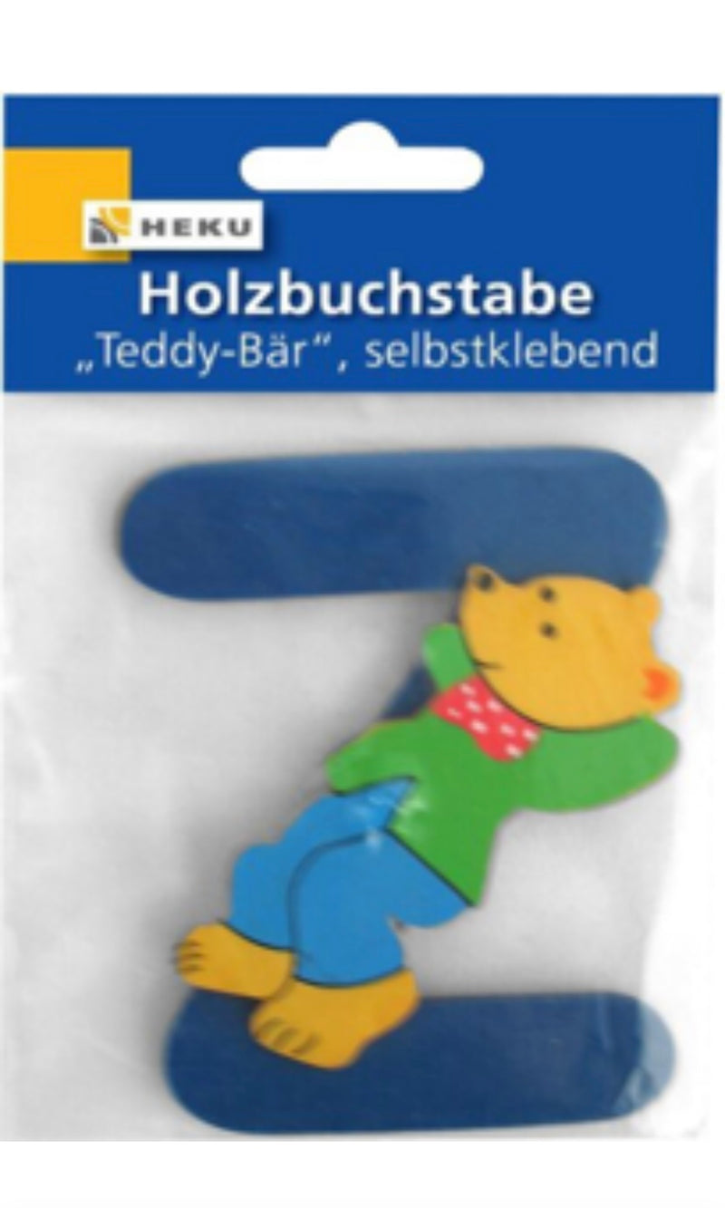 Holzbuchstabe "Teddy-Bär", selbstklebend, Z