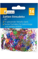 Zahlen-Streudeko, 14g, metallic, bunt sortiert, 30