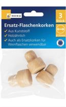 3 Ersatz-Flaschenkorken, Kunststoff, holzähnlich