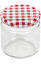 Einmachglas mit Deckel, 210ml, Karo rot/weiß