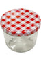 Einmachglas mit Deckel, 230ml, Karo rot/weiß
