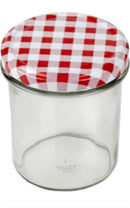 Einmachglas mit Deckel, 350ml, Karo rot/weiß