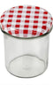 Einmachglas mit Deckel, 350ml, Karo rot/weiß