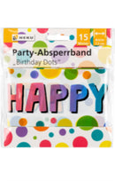 Party-Absperrband, 15m*7,5cm, PE, Birthday Dots