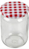 Einmachglasglas mit Deckel, 555ml, Karo rot/weiß