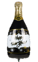 Folienballon, 1,03m*48cm, mit Aufblashalm, Flasche Silvester