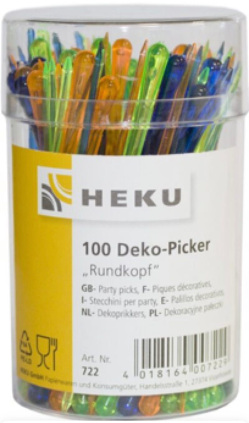 100 Deko-Picker "Rundkopf", Länge 8cm, im Spender