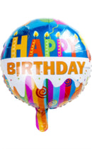 Folienballon "Happy Birthday", Ø 45cm, mit Aufblashalm