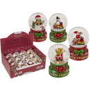 Schneekugel, Weihnachtsfigur, auf rotem & grünem