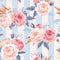 Tissue servietten-Pink Roses on Blue Stripes