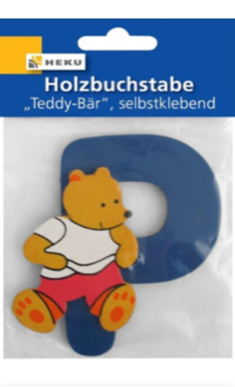 Holzbuchstabe "Teddy-Bär", selbstklebend, P
