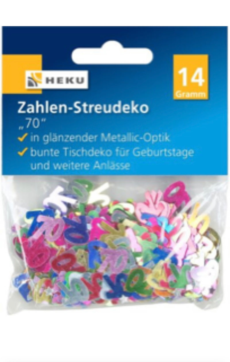 Zahlen-Streudeko, 14g, metallic, bunt sortiert, 70