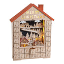 Adventskalender mit Beleuchtung, Haus aus Holz, B38 x T9 x H49 cm