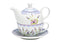 Teekannen-Set Lavendeldekoration aus Porzellan, 3-teilig