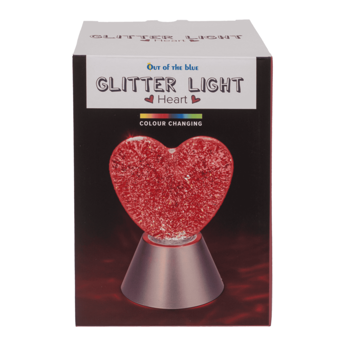 Glitter-Leuchte „Herz“, mit rotem Glitter,