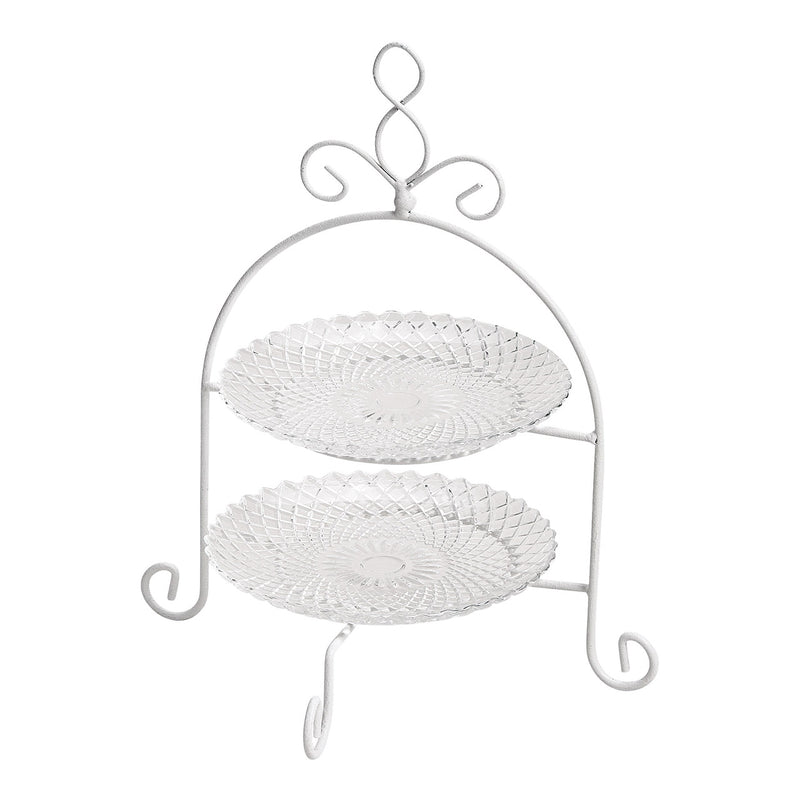Etagere mit 2 Etagen Rautenmuster aus Glas, Metall Transparent (B/H/T) 22x28x22cm