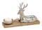 Kerzenhalter Hirsch Motiv aus Mangoholz, Metall Braun, silber (B/H/T) 30x17x8cm