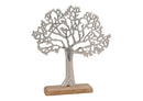 Aufsteller Baum aus Metall auf Mangoholz Sockel Silber, braun (B/H/T) 30x33x5cm