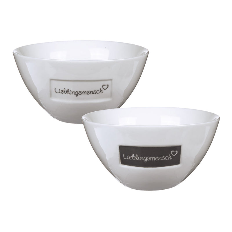 M¸slischale "Lieblingsmensch" aus Porzellan, 2-fach, Weiﬂ (B/H/T) 13x7x13cm 400ml