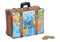 Spardose Koffer Landkarte Travel The World aus Keramik Blau, braun (B/H/T) 14x13x6cm