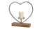 Kerzenhalter Herz aus Metall auf Mangoholz Sockel Silber (B/H/T) 34x35x8cm