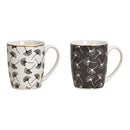 Becher Ginkgo Blatt Dekor aus Porzellan Schwarz, weiﬂ mit gold 2-fach, (B/H/T) 12x10x8cm 300ml