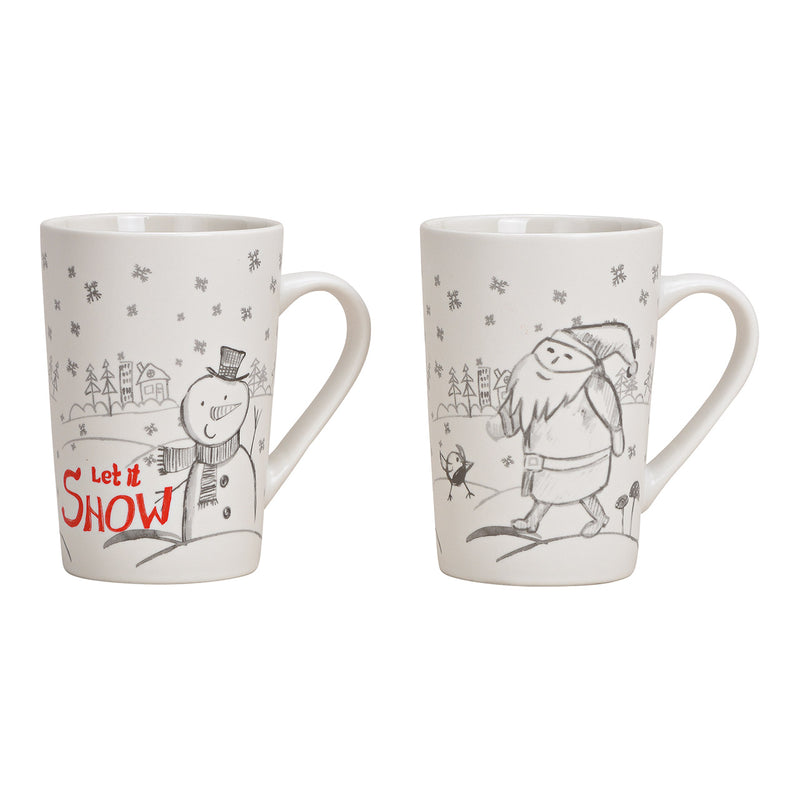 Becher Nikolaus, Schneemann aus Porzellan Weiﬂ 2-fach, (B/H/T) 12x13x8cm 425ml
